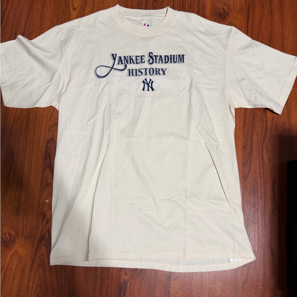 Majestic Cream Yankee Stadium History T-Shirt